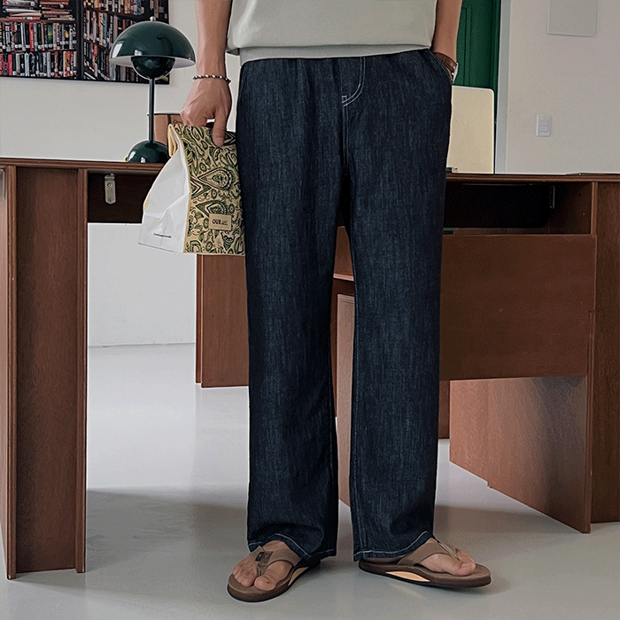 locker-room-모트 린넨 와이드 밴딩팬츠(2colors,M/L)♡韓國男裝褲子