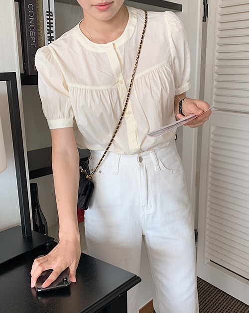 shopperland-클리어 썸머 셔링 블라우스 (3color)♡韓國女裝上衣