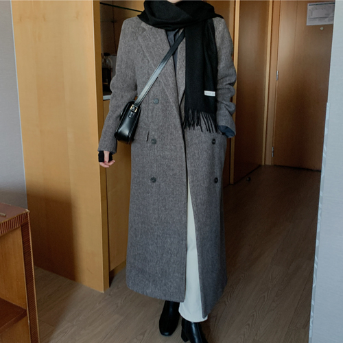 minibbong-올리버 더블 롱코트 (울70+누빔안감)♡韓國女裝外套